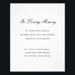 Traditional Black and White Formal Elegant Wedding Photo Print<br><div class="desc">Simple memorial wedding sign photo print featuring a minimal black and white design with the title "In Loving Memory" in an elegant calligraphy.   Below are your message and names of loved ones in a traditional serif font.  This design is perfect for a formal wedding.</div>