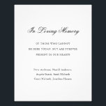 Traditional Black and White Formal Elegant Wedding Photo Print<br><div class="desc">Simple memorial wedding sign photo print featuring a minimal black and white design with the title "In Loving Memory" in an elegant calligraphy.   Below are your message and names of loved ones in a traditional serif font.  This design is perfect for a formal wedding.</div>