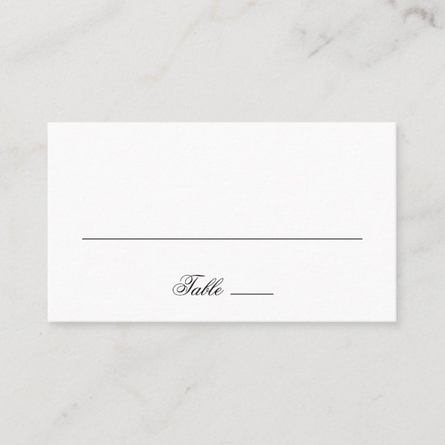 Traditional Black and White Formal Elegant Wedding Place Card (Front)