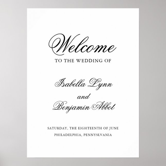 Traditional Black and White Formal Elegant Wedding Poster (Front)