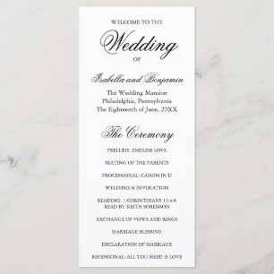 Traditional Black and White Formal Elegant Wedding Programme