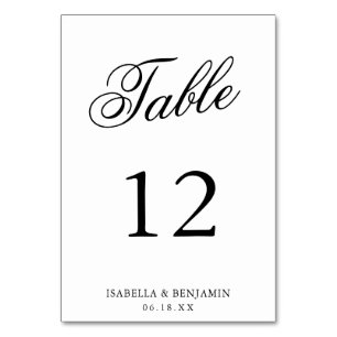 Traditional Black and White Formal Elegant Wedding Table Number
