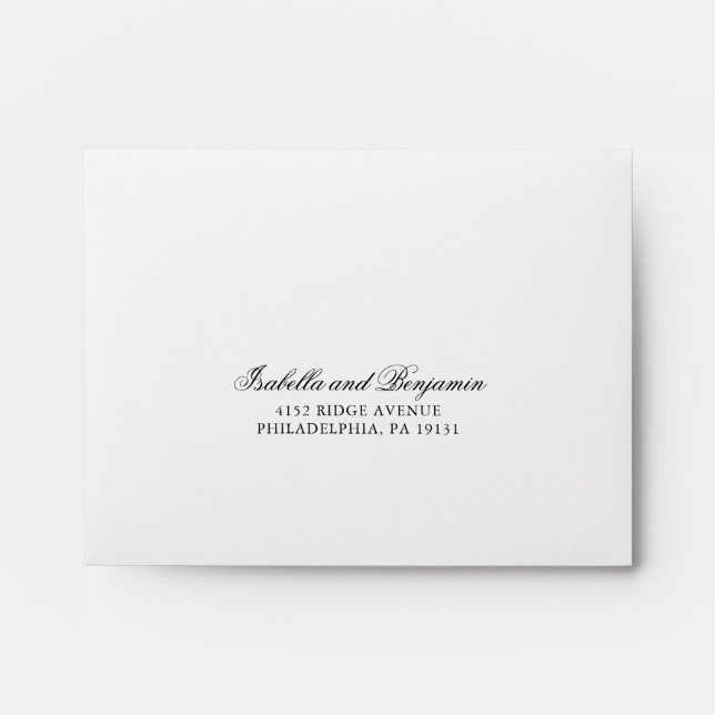 Traditional Black and White Formal RSVP Wedding Envelope (Front)