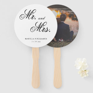 Traditional Black and White Photo Elegant Wedding Hand Fan