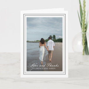 Traditional Black and White Photo Timeless Wedding Thank You Card