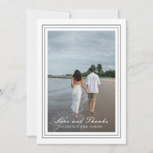 Traditional Black and White Photo Timeless Wedding Thank You Card