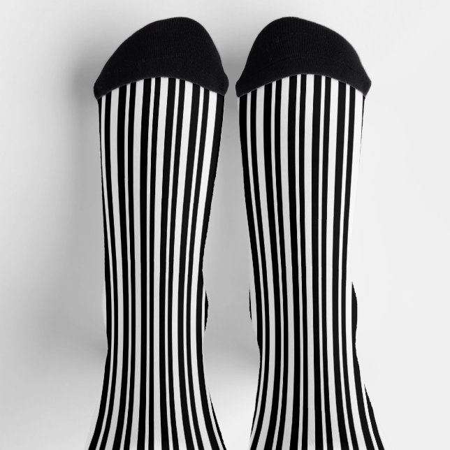 Traditional Black and White Striped Pattern Socks (Top)
