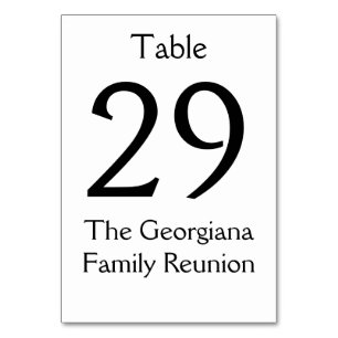 Traditional Black and White Table Number Card