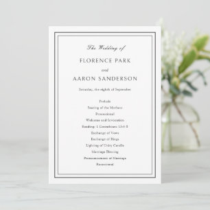Traditional Black and White Timeless Wedding Programme