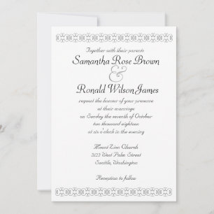 Traditional Black and White Wedding Invitation