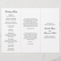 Traditional Black and White Wedding Program