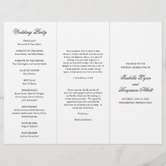 Traditional Black and White Wedding Program