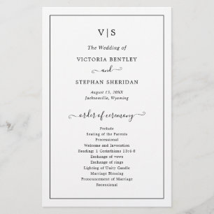 Traditional Black and White Wedding Program
