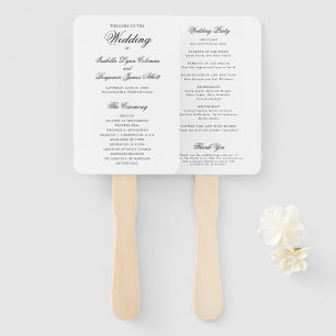 Traditional Black and White Wedding Program Hand Fan