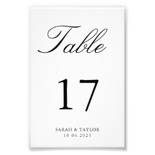 Traditional Black and White Wedding Table Number Photo Print