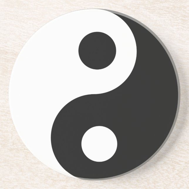 Traditional Black and White Yin Yang Pattern Coaster (Front)