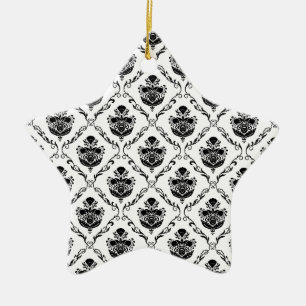 Traditional Black Damask Ceramic Tree Decoration