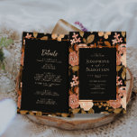 Traditional Black Floral All In one Boho Wedding Invitation<br><div class="desc">An elegant modern Minimalist Terracotta black Burnt Orange Boho floral Wedding Invitation . Which features watercolor burnet orange botanical floral flowers wildflowers pattern. With formal and professional script typography earthy tones and bohemian colours .On a truly engaging boho chic black background. And this wedding invitation card is Affordable and inexpensive....</div>