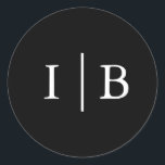 Traditional Black Formal Elegant Wedding Classic Round Sticker<br><div class="desc">Elegant and classic wedding stickers with a simple design featuring your two initial monogram with a line in a white serif font over a black background. The background and font colours may be changed to any colours that you wish. A plain and basic design that still comes across as classy....</div>