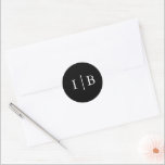 Traditional Black Formal Elegant Wedding Classic Round Sticker<br><div class="desc">Elegant and classic wedding stickers with a simple design featuring your two initial monogram with a line in a white serif font over a black background. The background and font colours may be changed to any colours that you wish. A plain and basic design that still comes across as classy....</div>