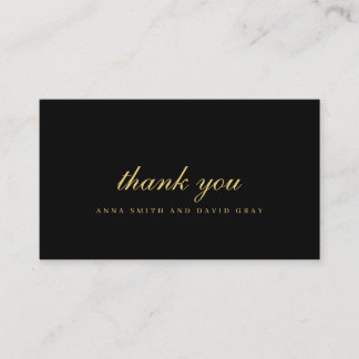 Traditional Black & Gold Wedding Thank you Card
