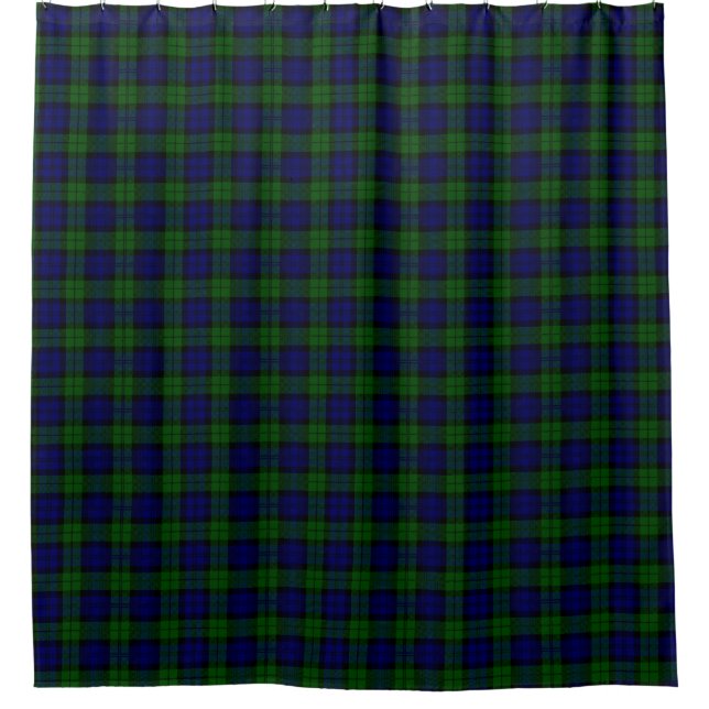Traditional Black Watch Plaid Tartan Shower Curtain (Front)
