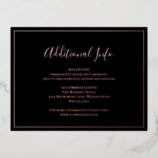 Traditional Black Wedding Foil Enclosure Card (Front)
