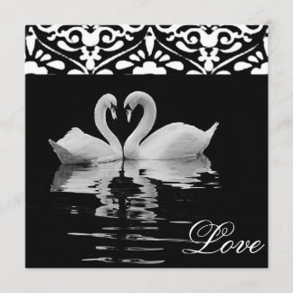 Traditional Black &White Swans Wedding Invitation