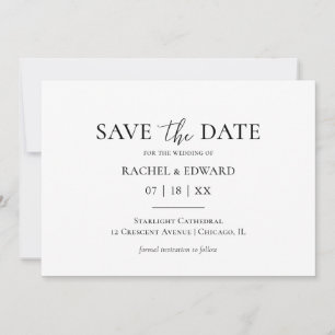 Traditional Black & White Wedding Save The Date