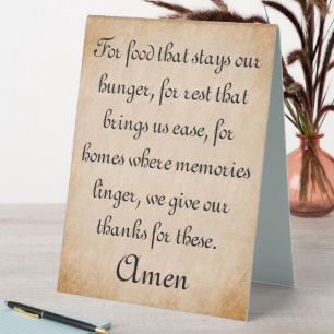 Traditional Blessing Mealtime Prayer Tabletop Sign
