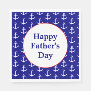 Traditional Blue and White Anchors   Father's Day Napkin