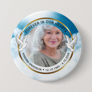 Traditional Blue and White Forever in our Hearts 7.5 Cm Round Badge