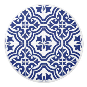 Traditional  Blue and White Spanish Azulejo Ceramic Knob