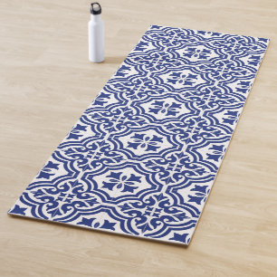 Traditional Blue and White Spanish Azulejo Yoga Mat