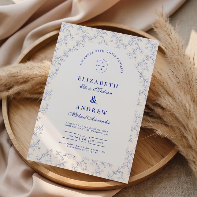 Traditional Blue Chinoiserie Wedding Invitation (Creator Uploaded)