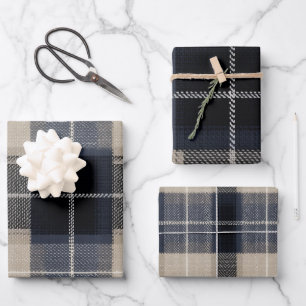 Traditional Blue Cosy Plaid Nostalgic Tartan Gift Wrapping Paper Sheet