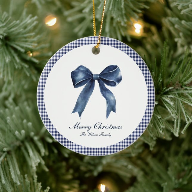 Traditional Blue Knot Christmas  Ceramic Tree Decoration (Tree)