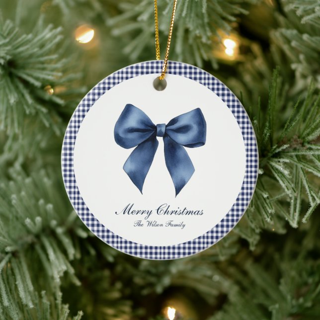 Traditional Blue Knot Christmas  Ceramic Tree Decoration (Tree)