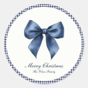 Traditional Blue Knot Christmas Classic Round Sticker
