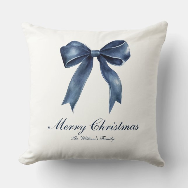 Traditional Blue Knot Christmas Cushion (Front)