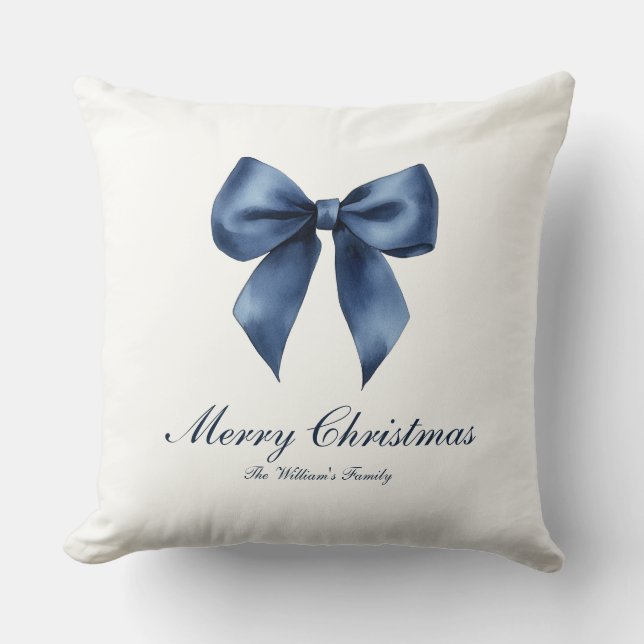 Traditional Blue Knot Christmas Cushion (Front)