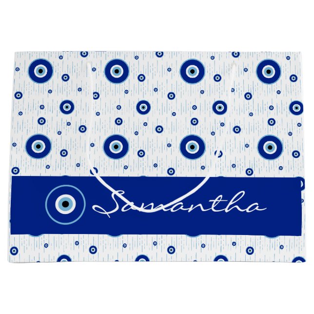 Traditional Blue Nazar Evil Eye Charm Large Gift Bag (Front)