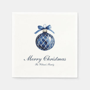Traditional Blue Ornament Christmas Napkin