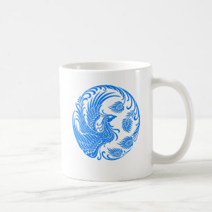 Traditional Blue Phoenix Circle on Red Coffee Mug