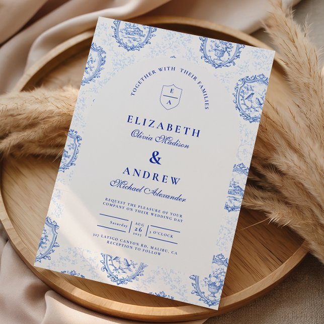 Traditional Blue White Delft Wedding Invitation (Creator Uploaded)