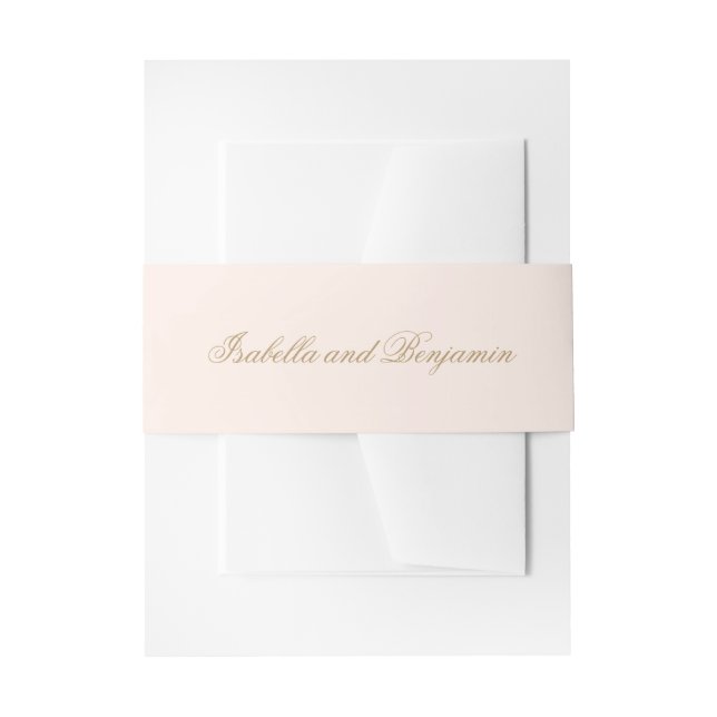 Traditional Blush Pink Formal Elegant Wedding Invitation Belly Band (Front Example)