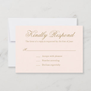 Traditional Blush Pink Formal Elegant Wedding RSVP Card