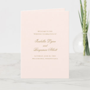 Traditional Blush Pink Gold Formal Elegant Wedding Programme