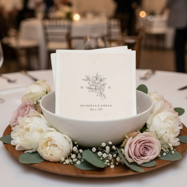 Traditional Blush Pink Monogram Wedding Napkin (Traditional Blush Pink Monogram Wedding Napkin)