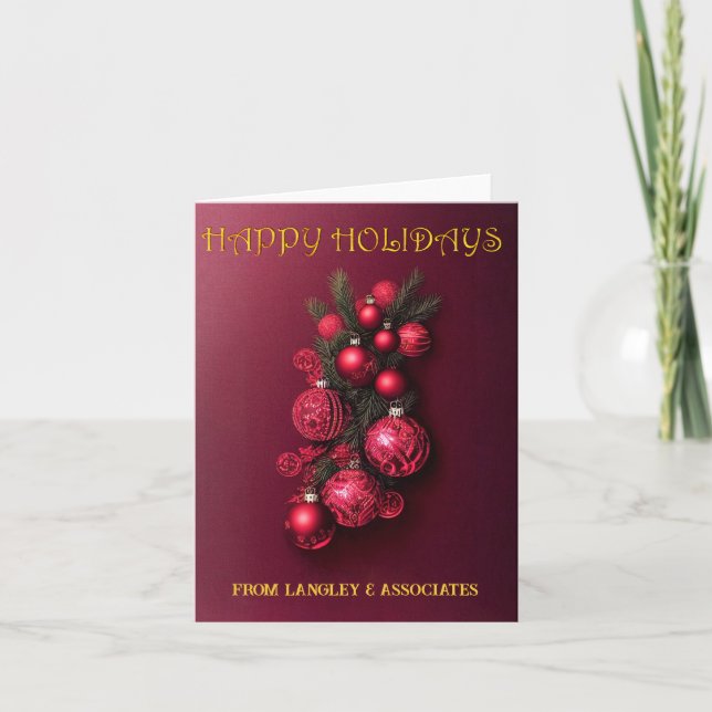 Traditional Bordeaux Happy Holidays Customisable   Holiday Card (Front)